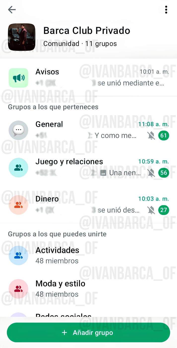 Vista del grupo privado por dentro